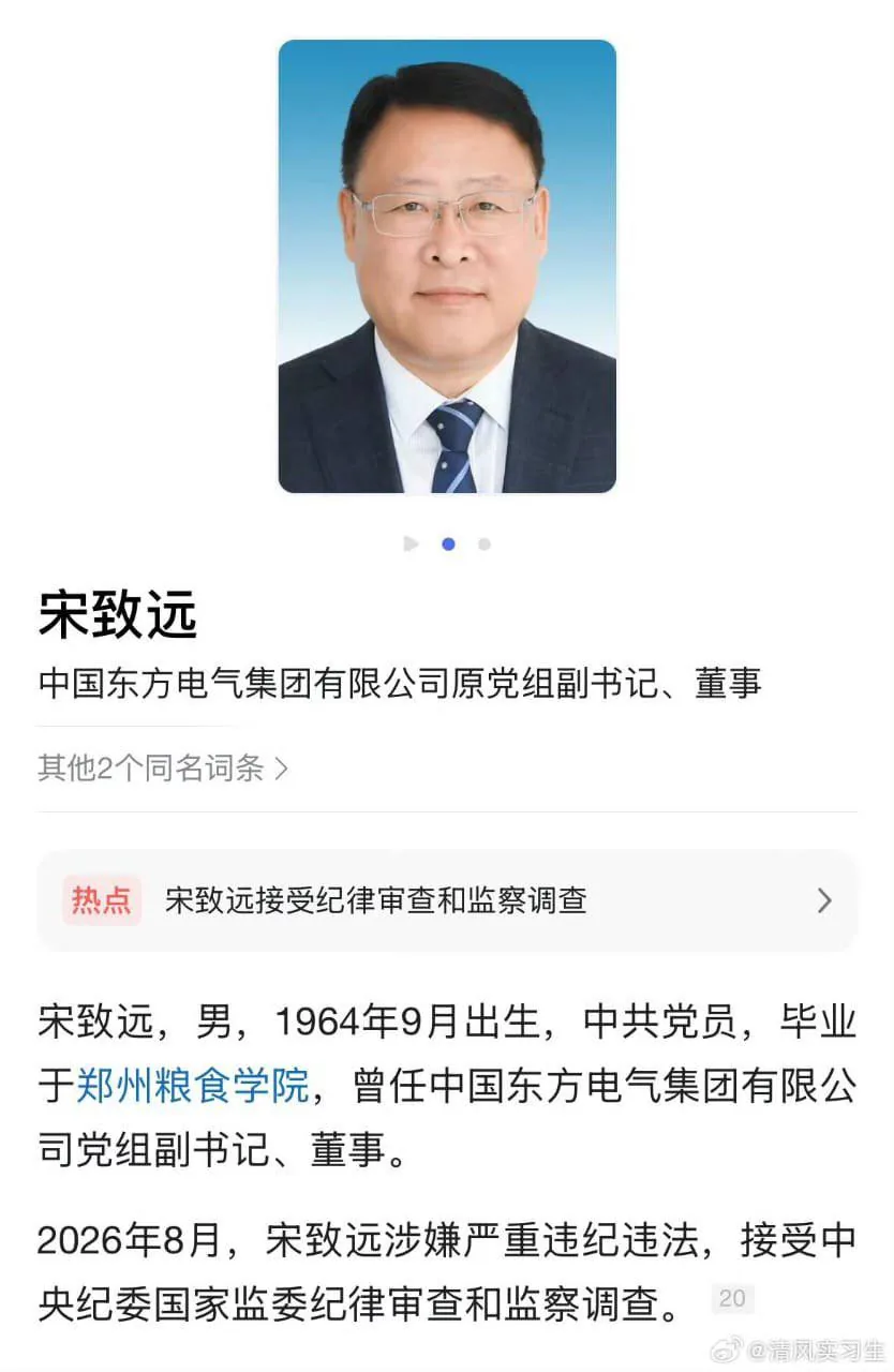 【东方电气原董事宋致远被查,当政期间 图片 2
